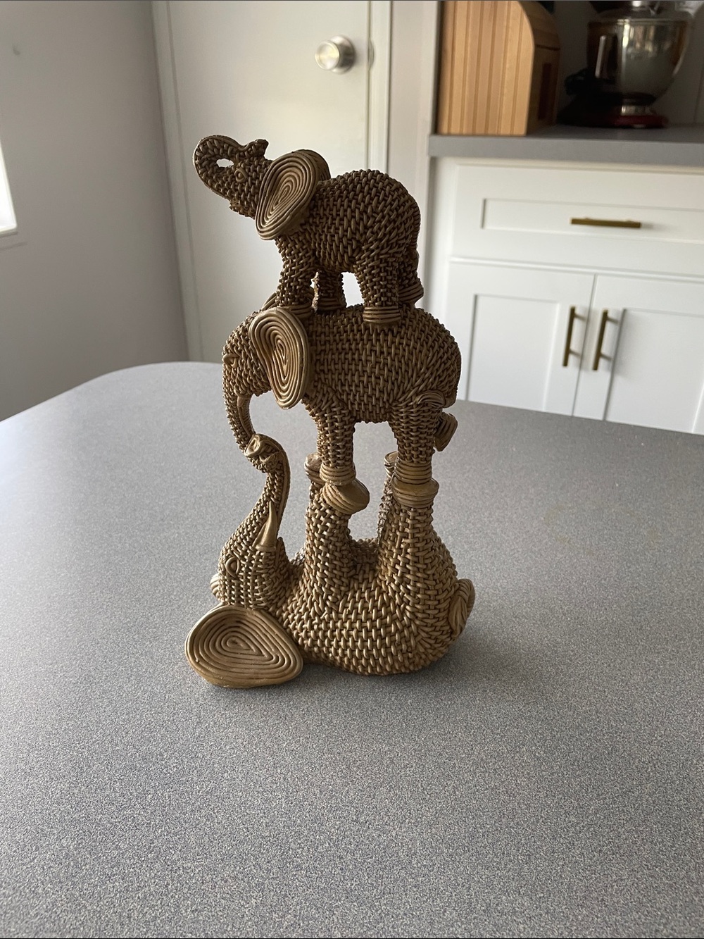Decorative Braided Elephant Sculpture - Tan